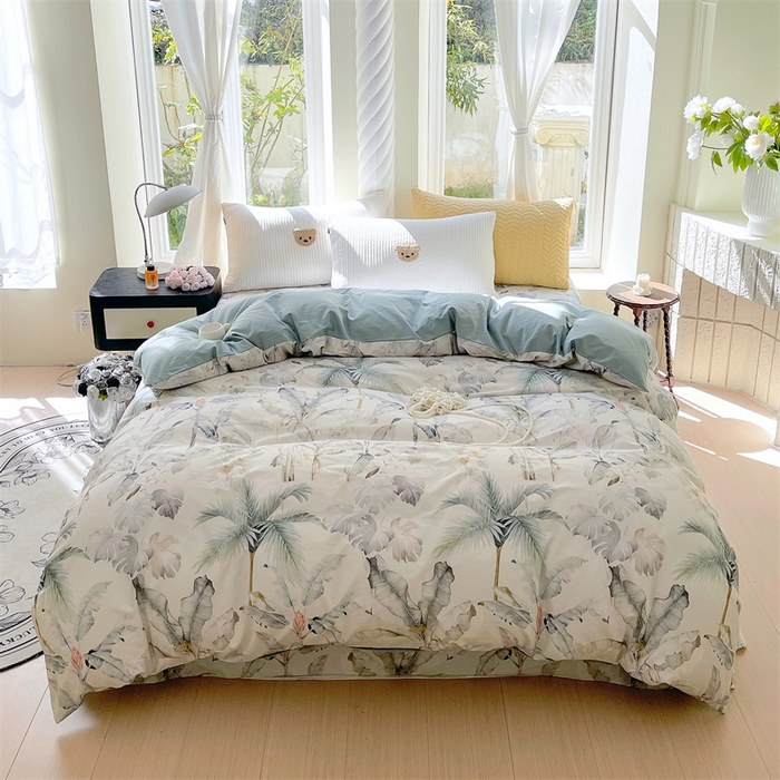 宝齐莱家纺 2025新款13376全棉纯棉活性印花被套单品单被套被套单件 晨雾蓝-被套