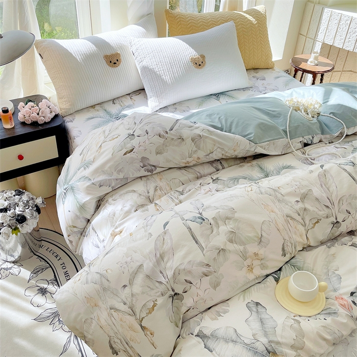 91家纺网 家纺一手货源 找家纺 宝齐莱家纺 2025新款13376全棉纯棉活性印花被套单品单被套被套单件 晨雾蓝-被套