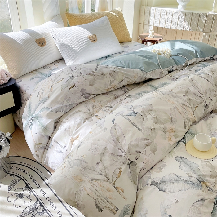 91家纺网 家纺一手货源 找家纺 宝齐莱家纺 2025新款13376全棉纯棉活性印花被套单品单被套被套单件 晨雾蓝-被套