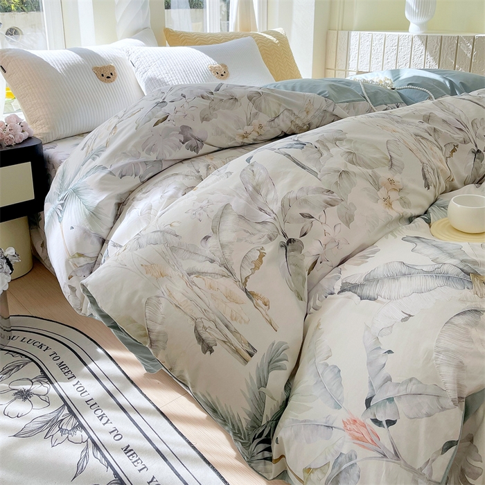 91家纺网 家纺一手货源 找家纺 宝齐莱家纺 2025新款13376全棉纯棉活性印花被套单品单被套被套单件 晨雾蓝-被套