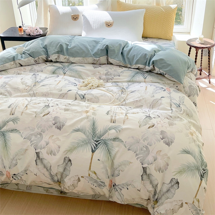 91家纺网 家纺一手货源 找家纺 宝齐莱家纺 2025新款13376全棉纯棉活性印花被套单品单被套被套单件 晨雾蓝-被套