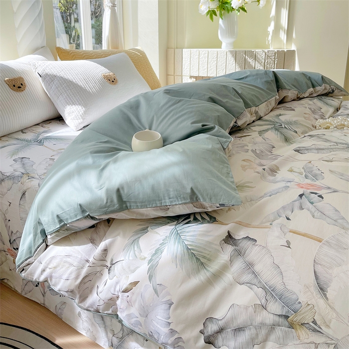 91家纺网 家纺一手货源 找家纺 宝齐莱家纺 2025新款13376全棉纯棉活性印花被套单品单被套被套单件 晨雾蓝-被套