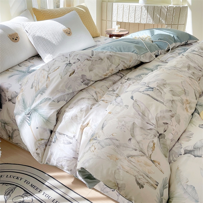 91家纺网 家纺一手货源 找家纺 宝齐莱家纺 2025新款13376全棉纯棉活性印花被套单品单被套被套单件 晨雾蓝-被套