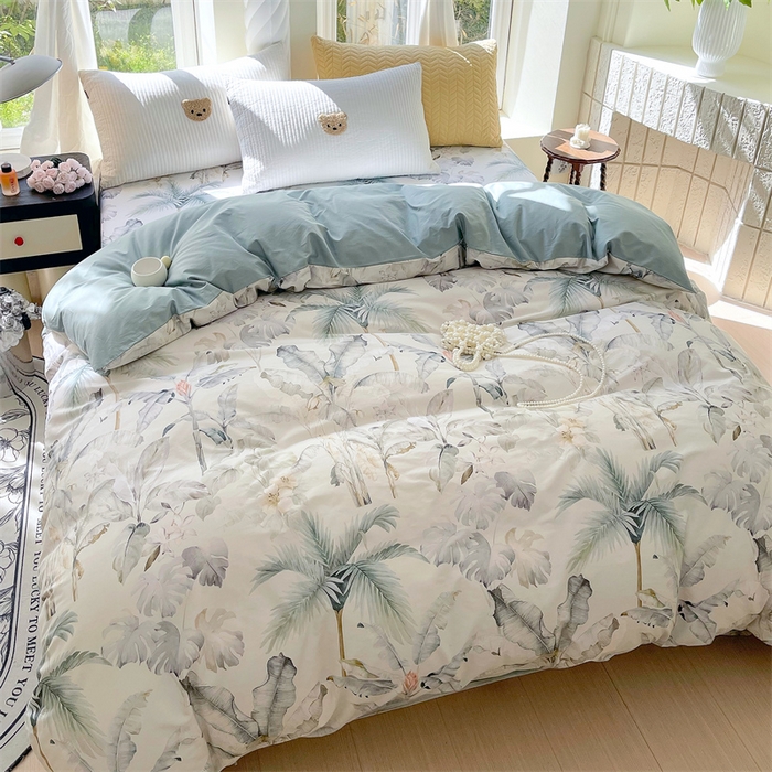 91家纺网 家纺一手货源 找家纺 宝齐莱家纺 2025新款13376全棉纯棉活性印花被套单品单被套被套单件 晨雾蓝-被套