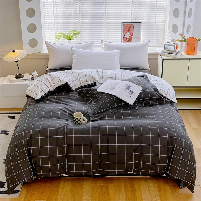 宝齐莱家纺 2025新款13376全棉纯棉活性印花被套单品单被套被套单件 黑白格-被套