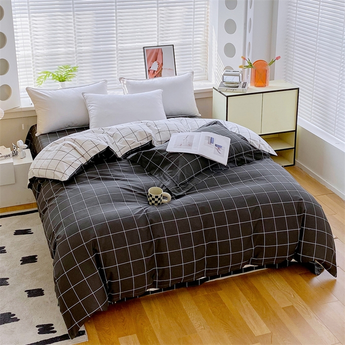 91家纺网 家纺一手货源 找家纺 宝齐莱家纺 2025新款13376全棉纯棉活性印花被套单品单被套被套单件 黑白格-被套