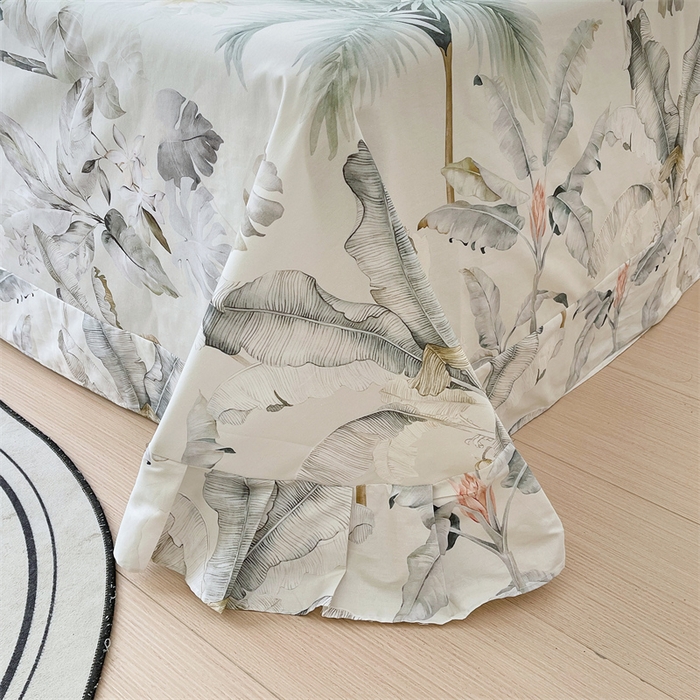 91家纺网 家纺一手货源 找家纺 宝齐莱家纺 2025新款13376全棉纯棉活性印花床单单品单床单床单单件 晨雾蓝-床单