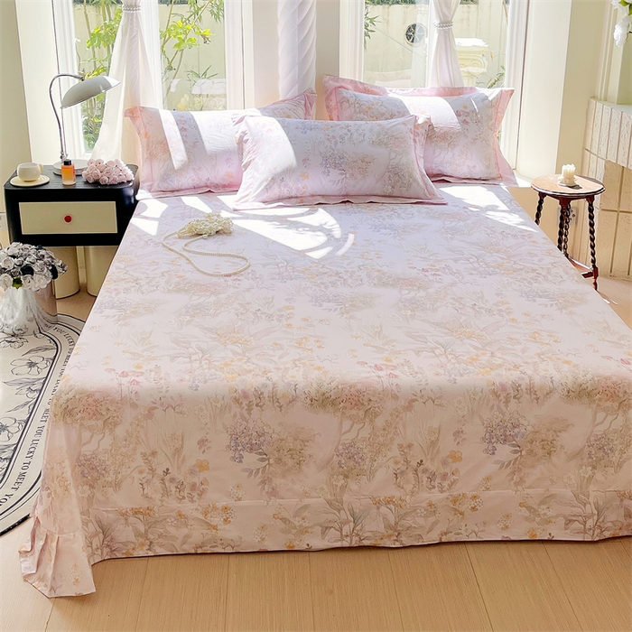 宝齐莱家纺 2025新款13376全棉纯棉活性印花床单单品单床单床单单件 初颜-床单