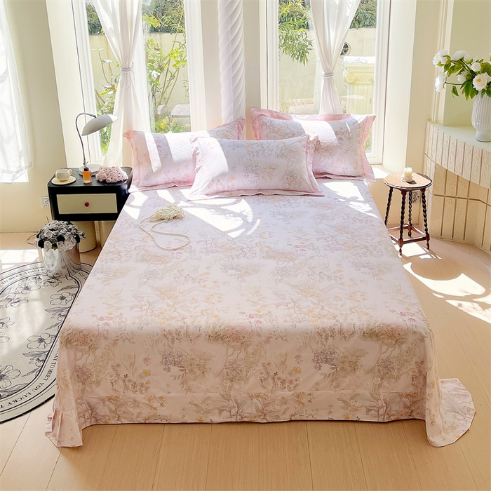 91家纺网 家纺一手货源 找家纺 宝齐莱家纺 2025新款13376全棉纯棉活性印花床单单品单床单床单单件 初颜-床单