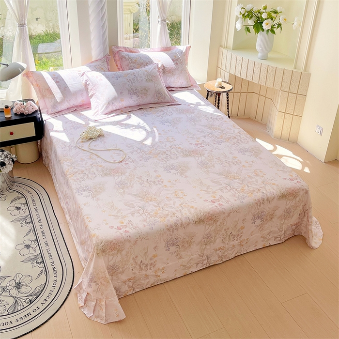 91家纺网 家纺一手货源 找家纺 宝齐莱家纺 2025新款13376全棉纯棉活性印花床单单品单床单床单单件 初颜-床单