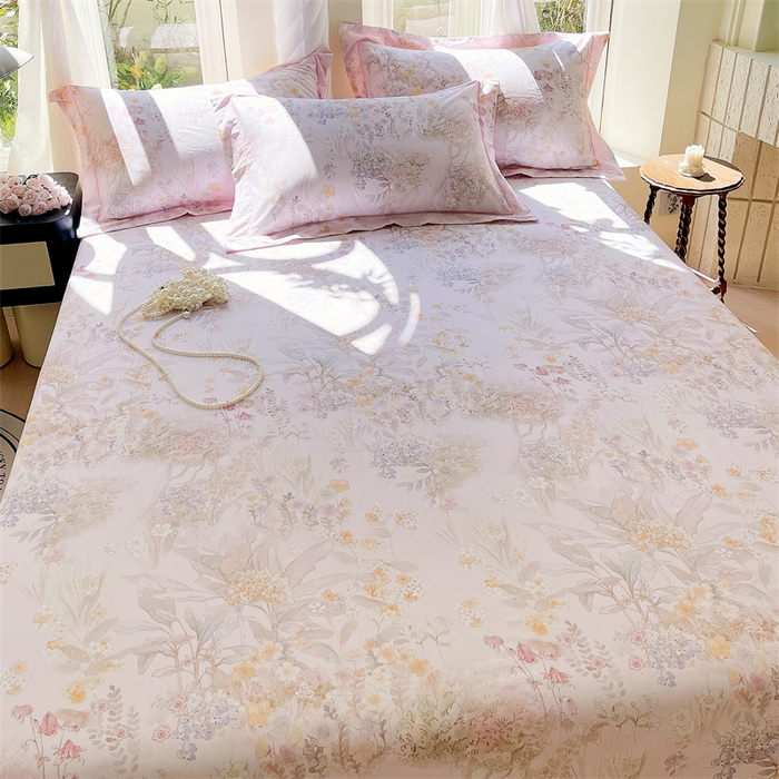 91家纺网 家纺一手货源 找家纺 宝齐莱家纺 2025新款13376全棉纯棉活性印花床单单品单床单床单单件 初颜-床单