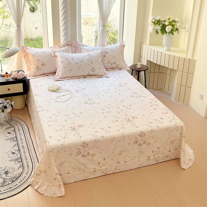 91家纺网 家纺一手货源 找家纺 宝齐莱家纺 2025新款13376全棉纯棉活性印花床单单品单床单床单单件 灵动玉-床单