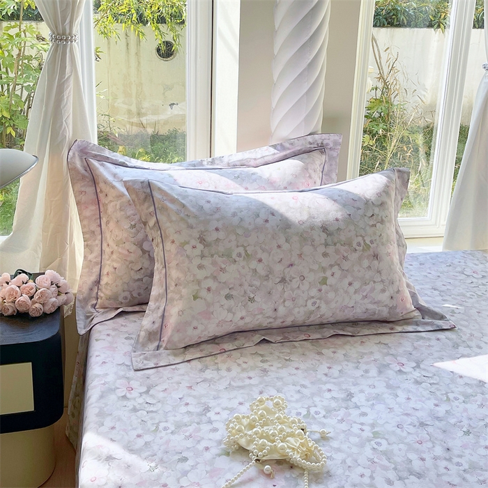 宝齐莱家纺 2025新款13376全棉纯棉活性印花枕套单品单枕套枕套单件 梦幻紫-枕套