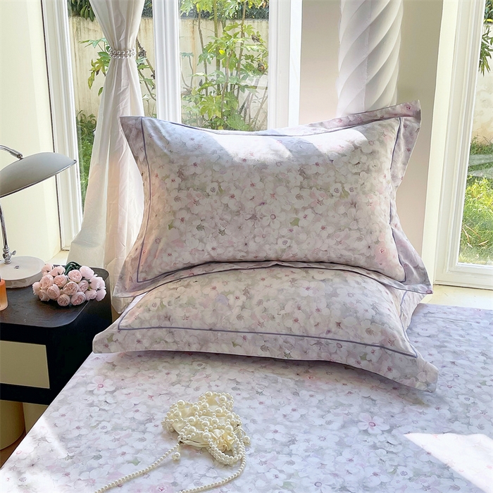 91家纺网 家纺一手货源 找家纺 宝齐莱家纺 2025新款13376全棉纯棉活性印花枕套单品单枕套枕套单件 梦幻紫-枕套