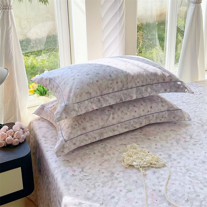 91家纺网 家纺一手货源 找家纺 宝齐莱家纺 2025新款13376全棉纯棉活性印花枕套单品单枕套枕套单件 梦幻紫-枕套