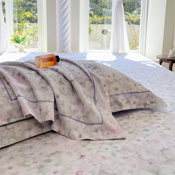 91家纺网 家纺一手货源 找家纺 宝齐莱家纺 2025新款13376全棉纯棉活性印花枕套单品单枕套枕套单件 梦幻紫-枕套