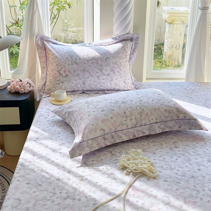 91家纺网 家纺一手货源 找家纺 宝齐莱家纺 2025新款13376全棉纯棉活性印花枕套单品单枕套枕套单件 梦幻紫-枕套