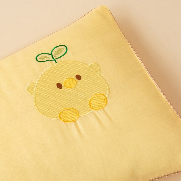 91家纺网 家纺一手货源 找家纺 喜多兔2025新款小轻柔纯棉双层纱枕套枕头 黄色Q小鸡