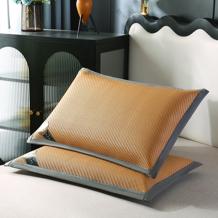 91家纺网 家纺一手货源 找家纺 小牛2025新款PE冷感霸王藤夏凉枕套系列凉枕套凉枕套冰丝枕套藤枕套冰藤枕套冰丝枕套竹枕套凉席枕套豆豆枕 黄藤48*74cm【一只】