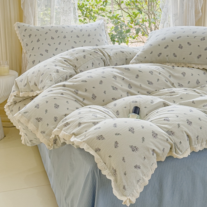 91家纺网 家纺一手货源 找家纺 可思家纺 2025新款法式皱皱纱四件套 南城旧事