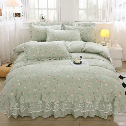 91家纺网 家纺一手货源 找家纺 （总）乐逸2025新款韩版A类双层纱精品四件套