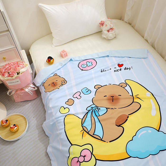 91家纺网 家纺一手货源 找家纺 八零年代 2025新款儿童A类天丝夏被冰爽棉空调被凉感被幼儿园凉席夏被三件套