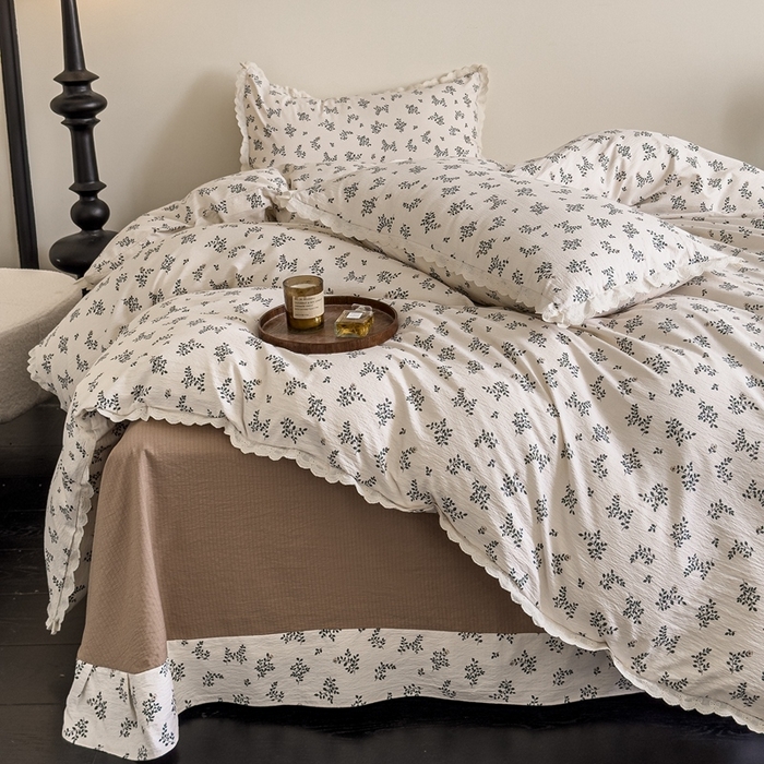 91家纺网 家纺一手货源 找家纺 可思家纺 2025新款法式皱皱纱四件套 秋语