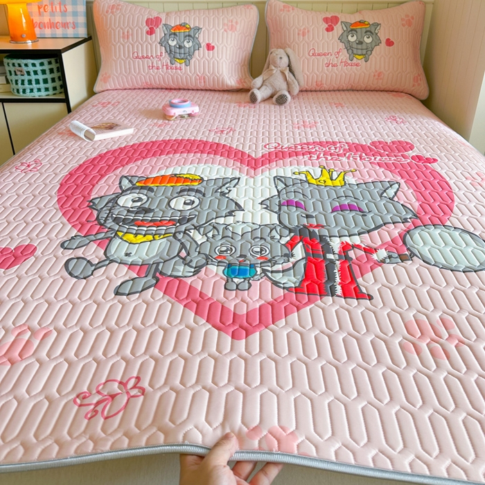 91家纺网 家纺一手货源 找家纺 金爱家 2025新款凉感丝乳胶凉席 乳胶-灰灰家族