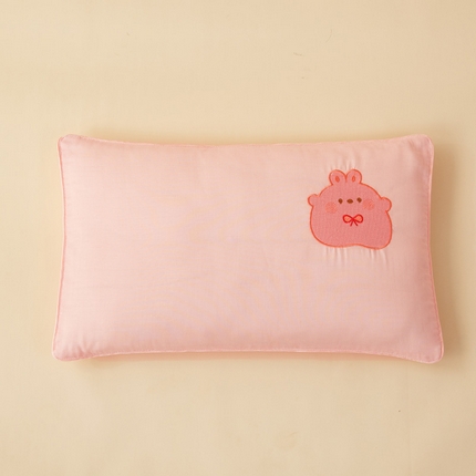 喜多兔2025新款小轻柔纯棉双层纱枕套枕头 粉色Q小兔