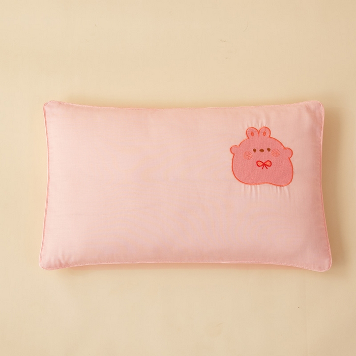 91家纺网 家纺一手货源 找家纺 喜多兔2025新款小轻柔纯棉双层纱枕套枕头 粉色Q小兔