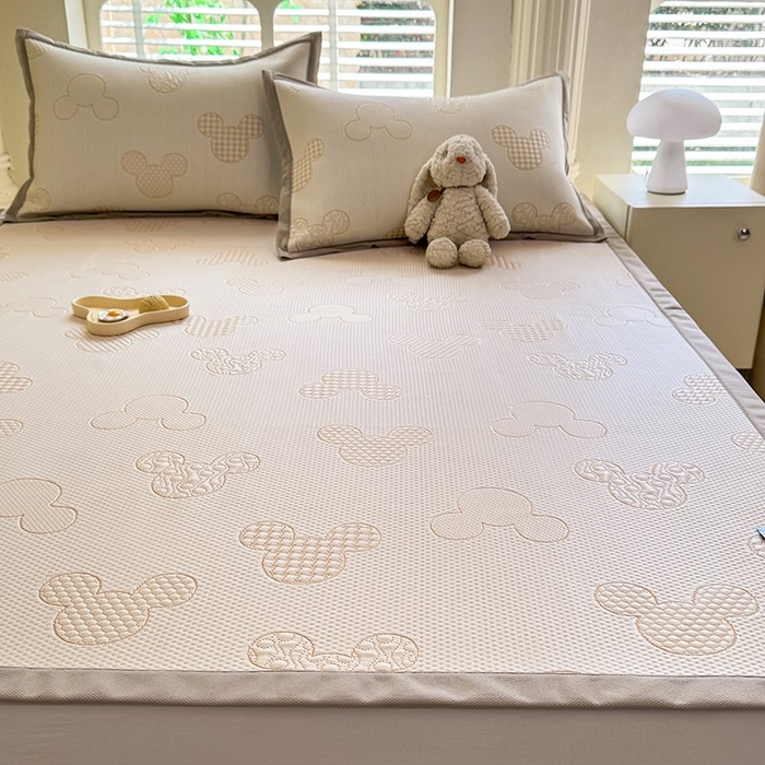 91家纺网 家纺一手货源 找家纺 绒世界 2025新款A类提花凉感豆豆复合凉席套件 提花豆豆-米琦