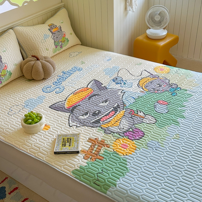 91家纺网 家纺一手货源 找家纺 金爱家 2025新款凉感丝乳胶凉席 乳胶-灰灰爱吃鱼