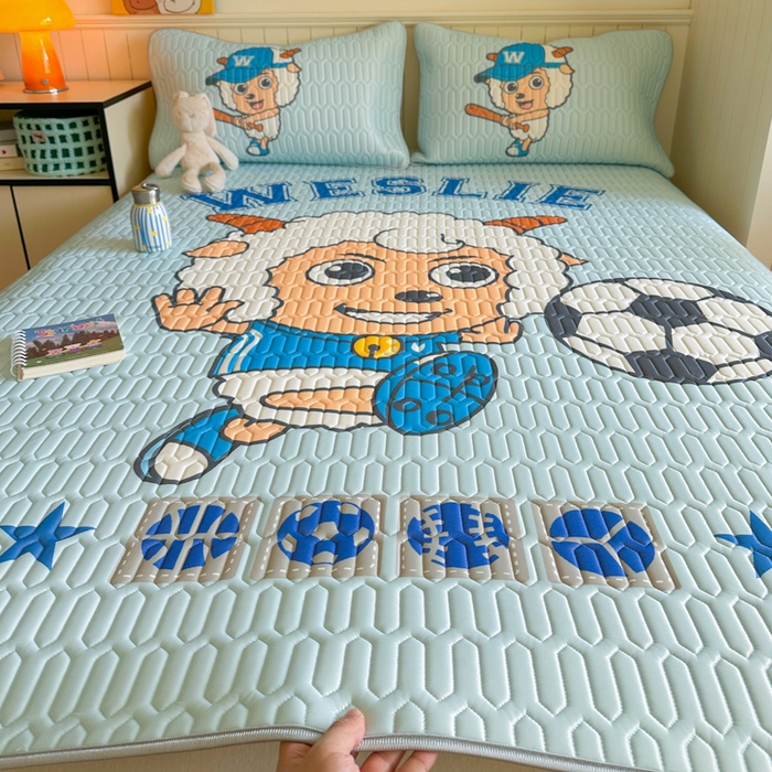 91家纺网 家纺一手货源 找家纺 金爱家 2025新款凉感丝乳胶凉席 乳胶-足球小子