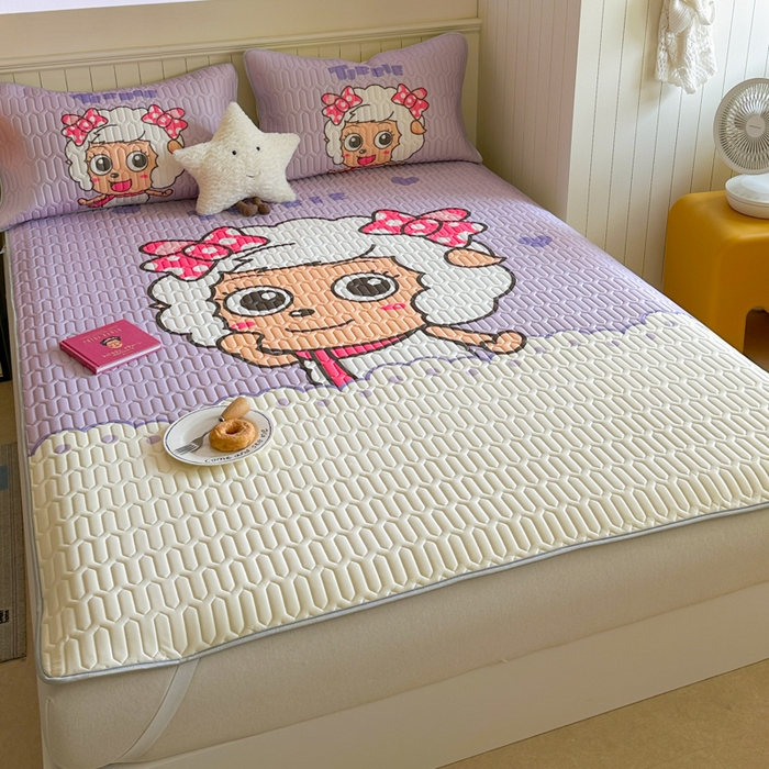 91家纺网 家纺一手货源 找家纺 金爱家 2025新款凉感丝乳胶凉席 乳胶-美羊羊公主