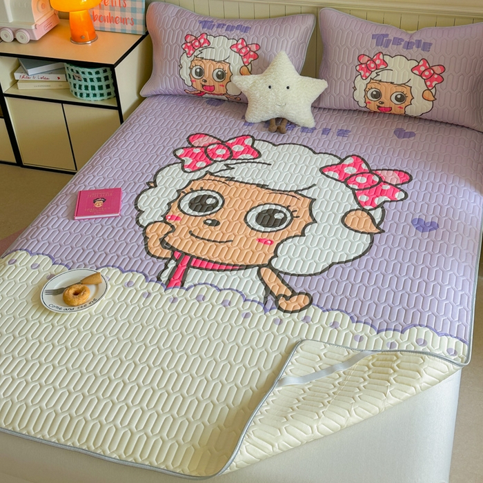 91家纺网 家纺一手货源 找家纺 金爱家 2025新款凉感丝乳胶凉席 乳胶-美羊羊公主