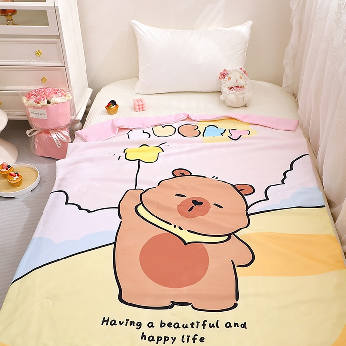 91家纺网 家纺一手货源 找家纺 八零年代 2025新款儿童A类天丝夏被冰爽棉空调被凉感被幼儿园凉席夏被三件套