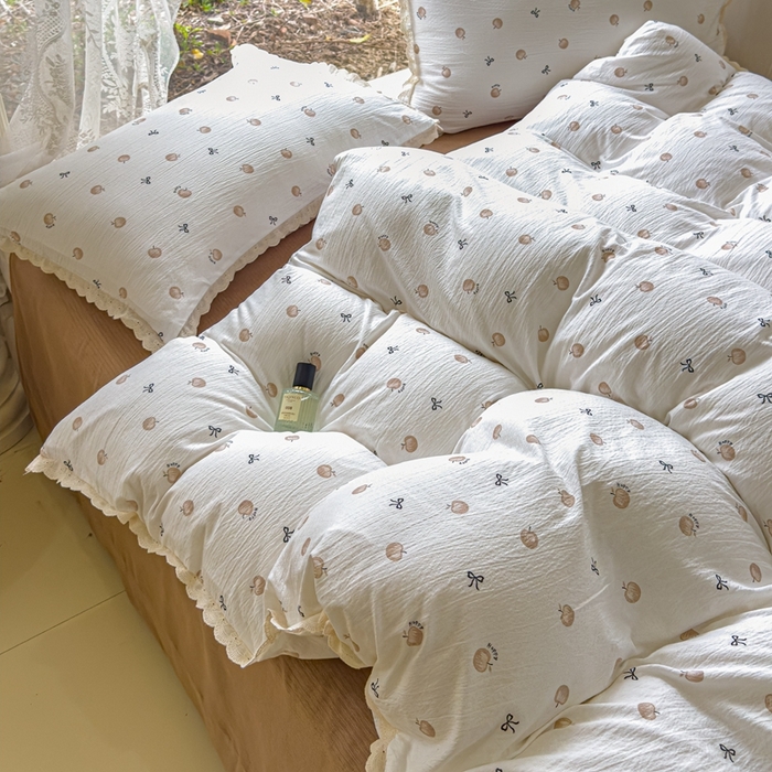 91家纺网 家纺一手货源 找家纺 可思家纺 2025新款法式皱皱纱四件套 极简主义