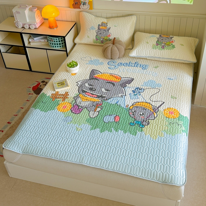 91家纺网 家纺一手货源 找家纺 金爱家 2025新款凉感丝乳胶凉席 乳胶-灰灰爱吃鱼