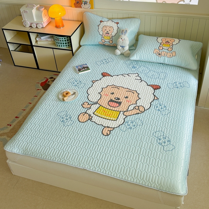 91家纺网 家纺一手货源 找家纺 金爱家 2025新款凉感丝乳胶凉席 乳胶-懒羊羊