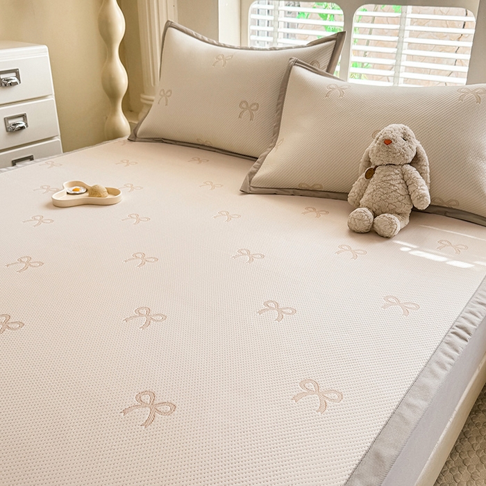 91家纺网 家纺一手货源 找家纺 （总）丝印良品 2025新款A类提花凉感豆豆复合凉席套件