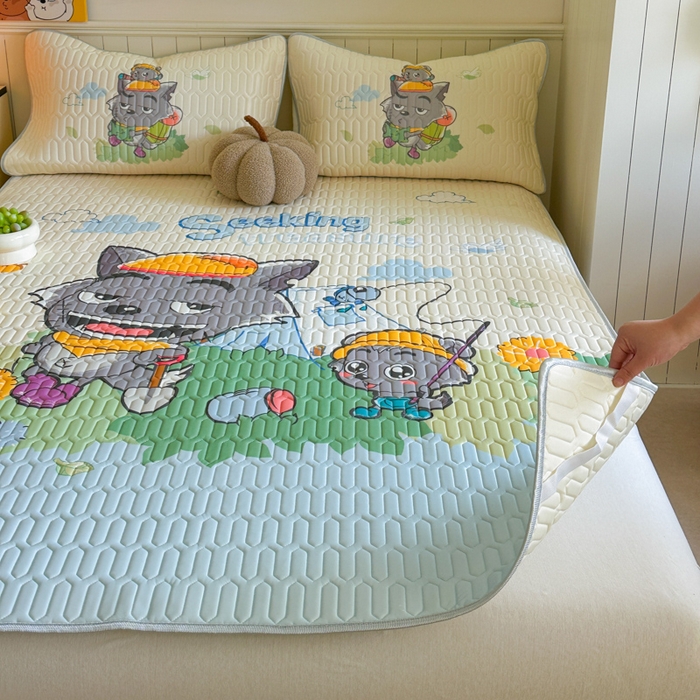 91家纺网 家纺一手货源 找家纺 金爱家 2025新款凉感丝乳胶凉席 乳胶-灰灰爱吃鱼