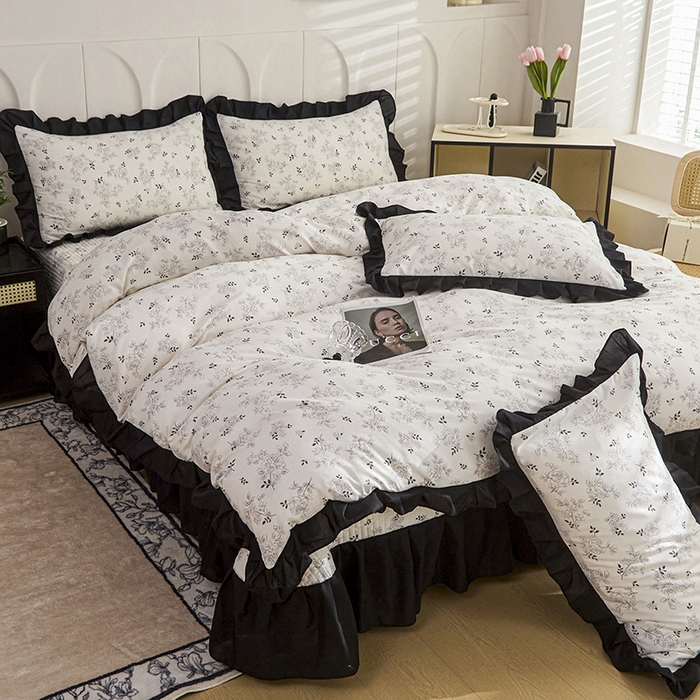 91家纺网 家纺一手货源 找家纺 铠畅家纺 2025新款有氧双层纱印花夹棉床盖四件套-终版 沉香