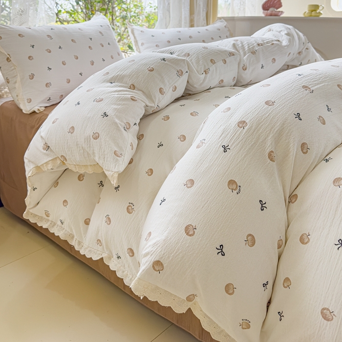 91家纺网 家纺一手货源 找家纺 可思家纺 2025新款法式皱皱纱四件套 极简主义