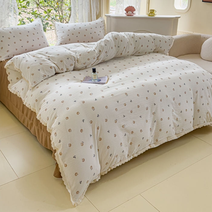 91家纺网 家纺一手货源 找家纺 可思家纺 2025新款法式皱皱纱四件套 极简主义