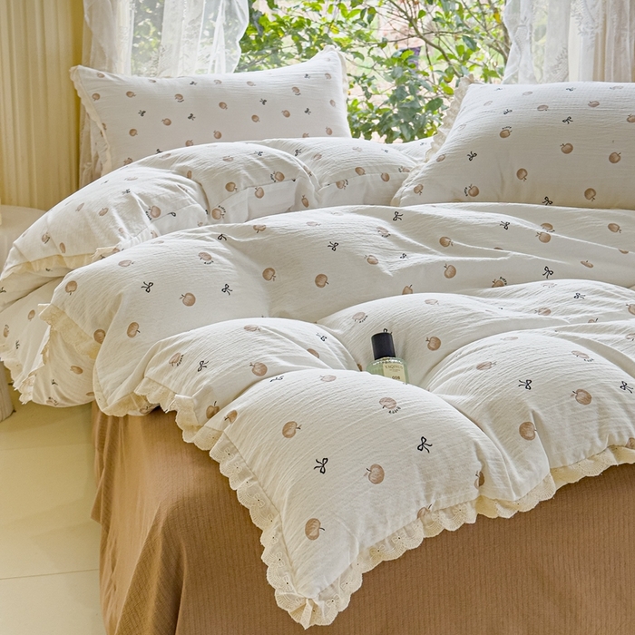 91家纺网 家纺一手货源 找家纺 可思家纺 2025新款法式皱皱纱四件套 极简主义