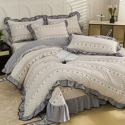 91家纺网 家纺一手货源 找家纺 （总）铠畅家纺 2025新款有氧双层纱印花夹棉床盖四件套-终版