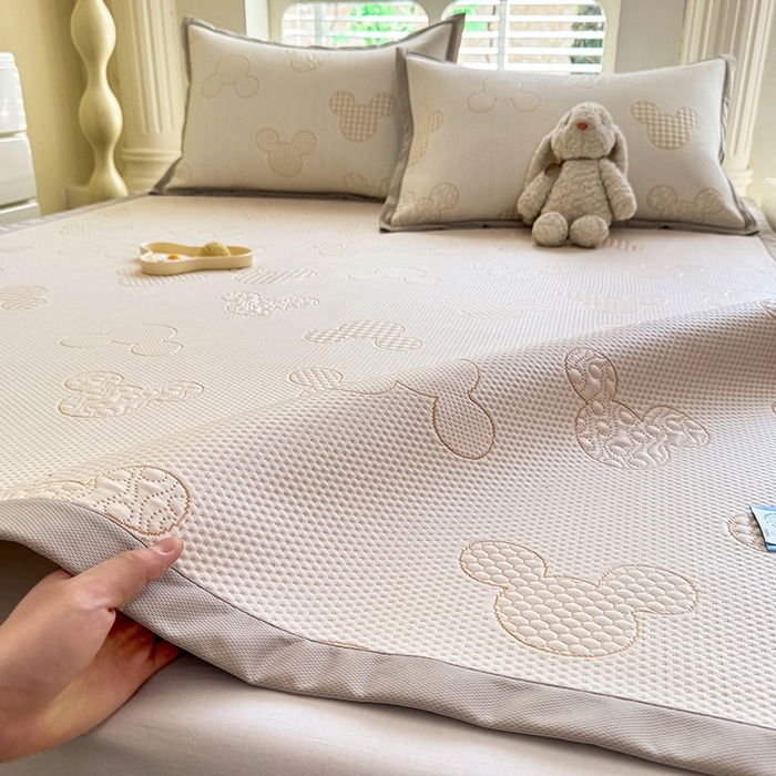 91家纺网 家纺一手货源 找家纺 丝印良品 2025新款A类提花凉感豆豆复合凉席套件 提花豆豆-米琦