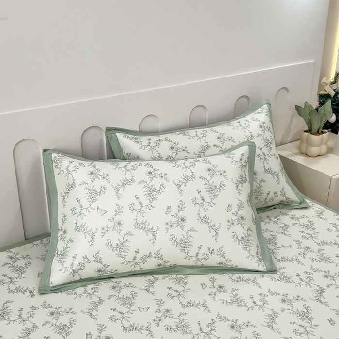 91家纺网 家纺一手货源 找家纺 倾慕家纺 2025年新款600D丝滑冰丝凉席-床席款 连理枝绿