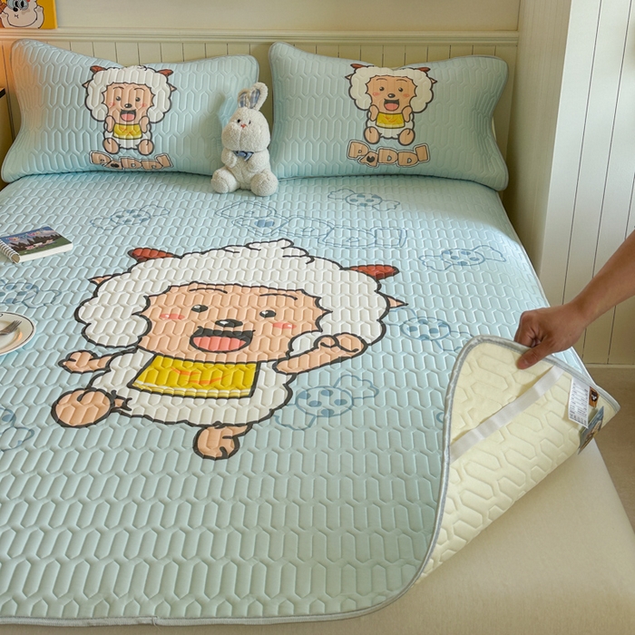 91家纺网 家纺一手货源 找家纺 金爱家 2025新款凉感丝乳胶凉席 乳胶-懒羊羊