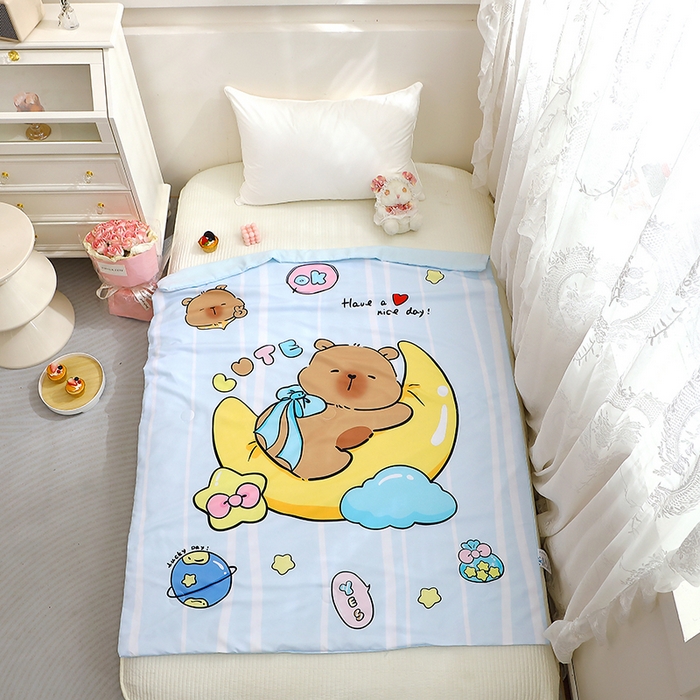 91家纺网 家纺一手货源 找家纺 八零年代 2025新款儿童A类天丝夏被冰爽棉空调被凉感被幼儿园凉席夏被三件套